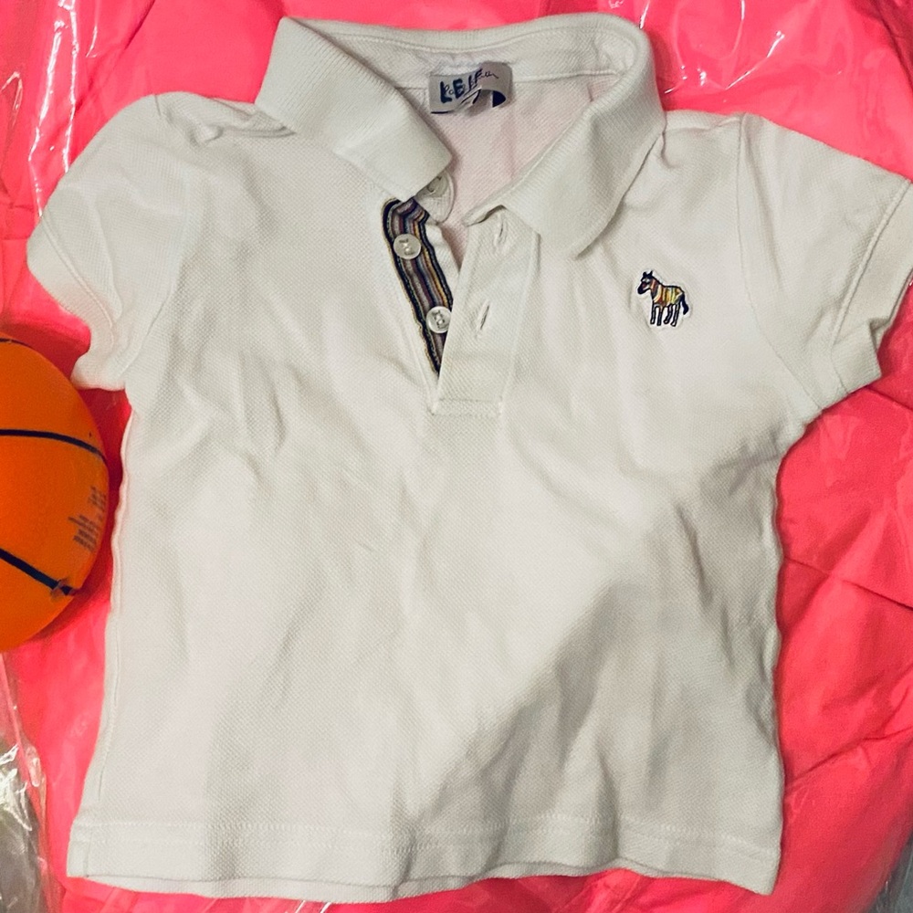 Paul Smith Junior White Polo with Zebra Embroidery